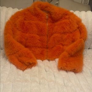 Orange Faux Fur Jacket